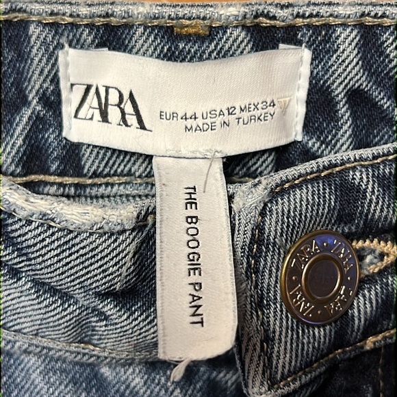 Zara womens the boogie pants 12 jeans denim wide leg dark wash streetwear casual - Picture 6 of 7